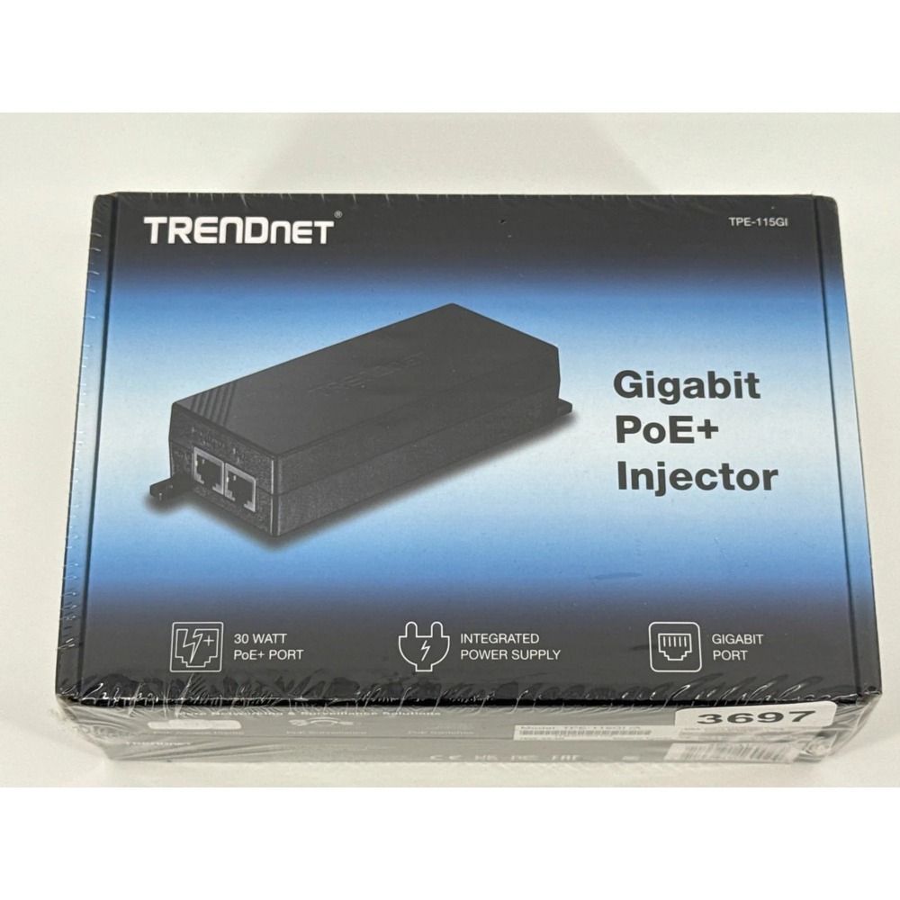 TRENDnet TPE-115GI/A Gigabit PoE+ Injector 30W Full Duplex Network Adapter